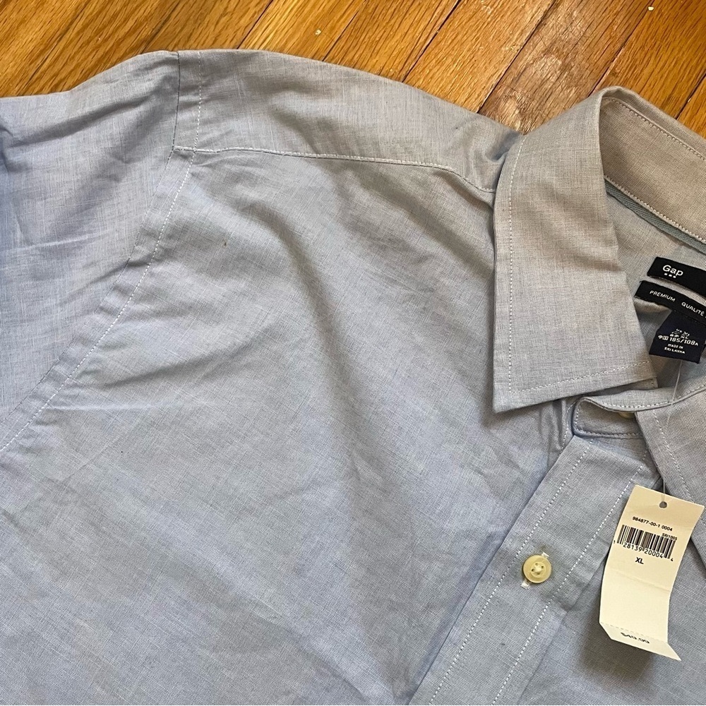 Gap Men’s All Day Poplin Button Down Shirt Size XL Classic Fit Blue Long Sleeve - Picture 7 of 11